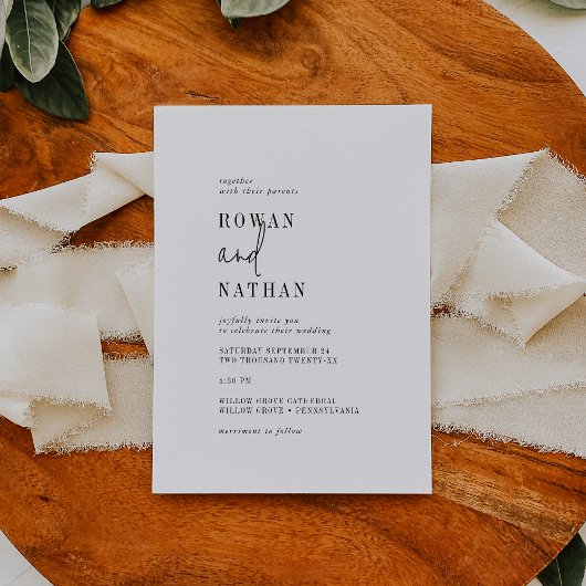 モダンシック白黒カジュアル結婚ズ 招待状