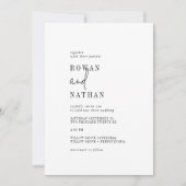 モダンシック白黒カジュアル結婚ズ 招待状 (正面)