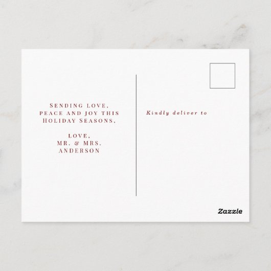 モダンシック結婚したと写真メリーのクリスマス ポストカード (裏面)