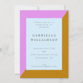 モダンシック縁どミニマル卒業式パーティーピンク 招待状 (正面)