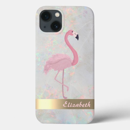 モダンシック ピンクフラミンゴ オパールイリデッセント Case-Mate iPhoneケース (裏面)