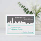 モダンシティの招待状 RSVP レセプションカード (スタンド正面)