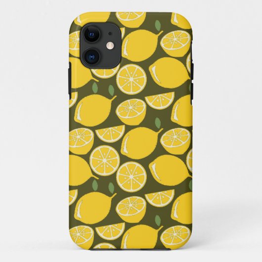 モダンシトラス イエローレモンとオリーブグリーンのパターン Case-Mate iPhoneケース (裏面)