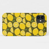 モダンシトラス イエローレモンとオリーブグリーンのパターン Case-Mate iPhoneケース (裏面(横))