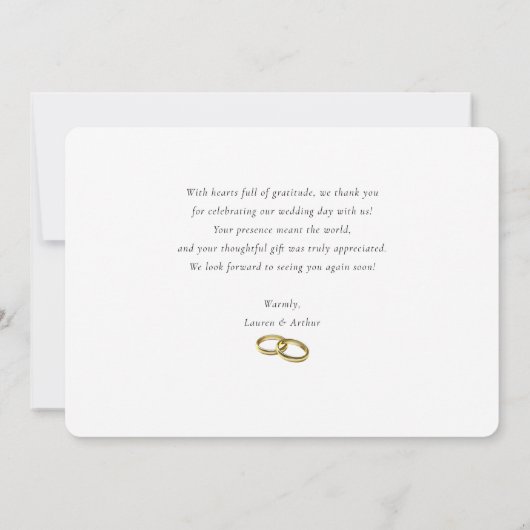 モダンシミニマルパーソナライズされたッ結婚ト サンキューカード (裏面)