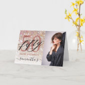 モダンシャンパングリッター50誕生日写真 カード (黄色い花)