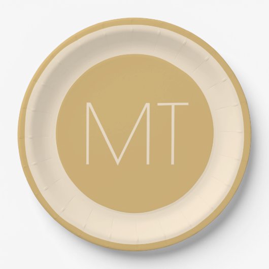 モダンシャンパントーンのウェディング ペーパープレート (正面)