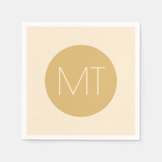 モダンシャンパントーンイニシャル結婚ズ スタンダードカクテルナプキン (正面)