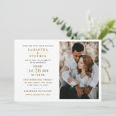 モダンシャンパン金ゴールドフォト結婚ズ 招待状 (スタンド正面)