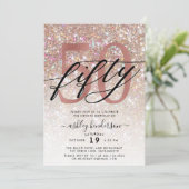 モダンシャンパン グリッター 50歳の誕生日 招待状 (スタンド正面)