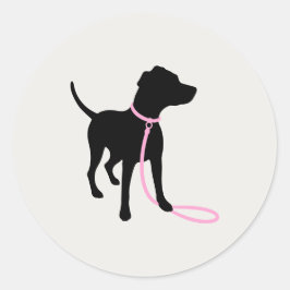 モダンシルエット犬の散歩ロゴ クラシック ラウンドシール