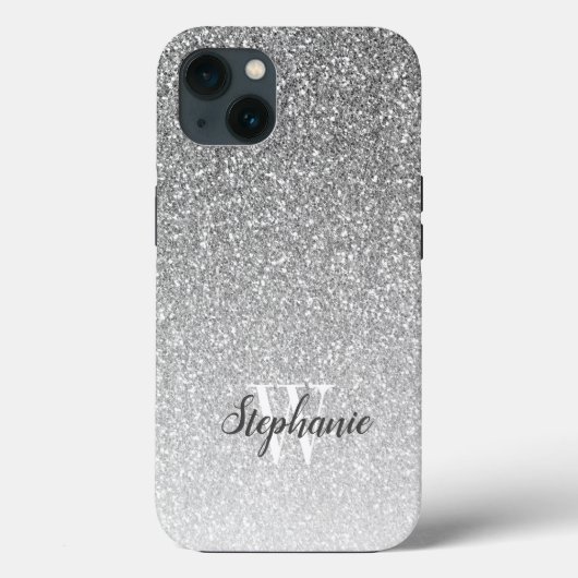 モダンシルバーグラデーション輝きモノグラム Case-Mate iPhoneケース (裏面)