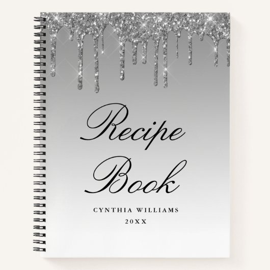 モダンシルバーグリッターレシピ本 ノートブック (正面)