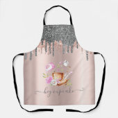 モダンシルバーグリッター ドリップ ローズゴールドカップケーキ エプロン (正面)