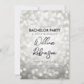 モダンシルバーグリッター ライト バチェラーパーティー 招待状 (正面)
