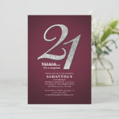 モダンシルバーグリッター 21歳 サプライズ誕生日 招待状 (スタンド正面)