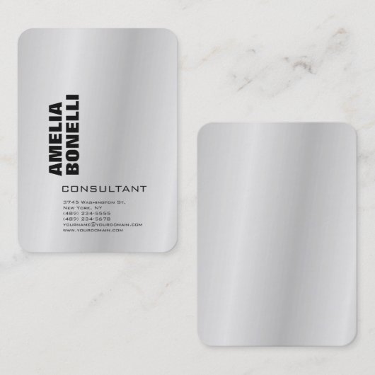 モダンシルバーグレイはっきりしたミニマルプロフェッショナル 名刺 (正面/裏面)