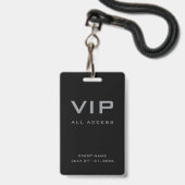 モダンシルバーグレーVIPオールアクセスパスイベントID バッジ (正面（ネックストラップ付）)