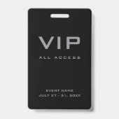 モダンシルバーグレーVIPオールアクセスパスイベントID バッジ (正面)