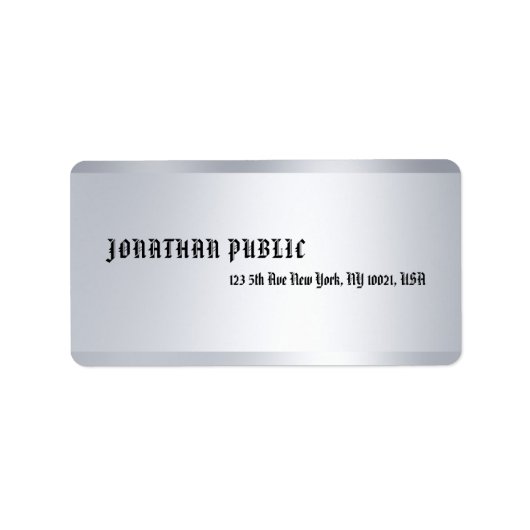 モダンシルバースタイリッシュミニマルテンプレートカスタム ラベル (正面)