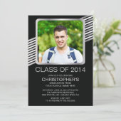 モダンシルバーブラック写真卒業パーティー招待状 招待状 (スタンド正面)