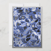 モダンシルバーブルーブラックフローラボタニッ結婚クス 招待状 (裏面)