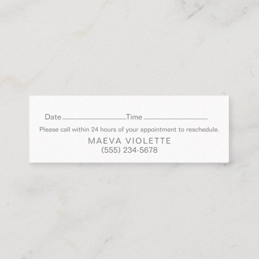 モダンシルバーボケアポイントメント スキニー名刺 (裏面)