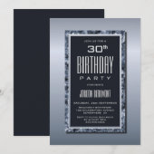 モダンシルバーボーダー 30歳誕生日パーティー 招待状 (正面/裏面)