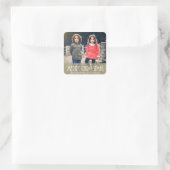 モダンシルバーメリークリスマスドードルホリデー写真 スクエアシール (バッグ)