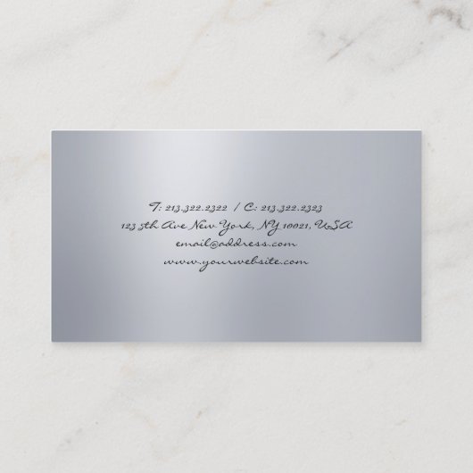 モダンシルバールッエレガントク手書きスクリプクールト 名刺 (裏面)