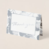 モダンシルバーレモン＆フォリアージュ ウェディング フォト リアル 箔カード (正面)