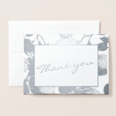 モダンシルバーレモン＆フォリアージュ ウェディング フォト リアル 箔カード (封筒付き正面)