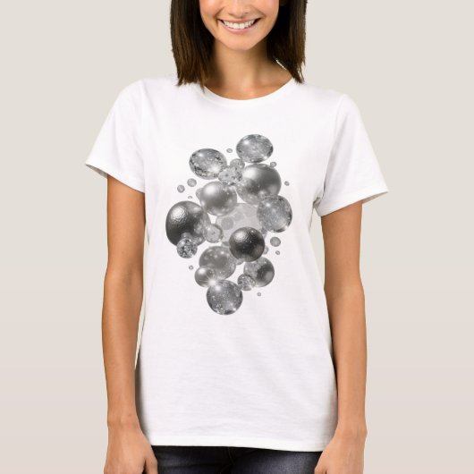 モダンシルバー抽象芸術グラフィックTシャツ Tシャツ (正面)