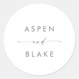 モダンシルバー結婚スクリプトの封筒用シール ラウンドシール