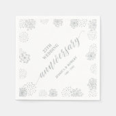 モダンシルバー25周年結婚パーティーナプキ スタンダードカクテルナプキン (正面)