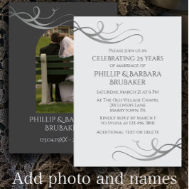 モダンシルバー25周年記念結婚のアーチ写真 招待状