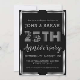 モダンシルバー25結婚周年記念招待状 招待状
