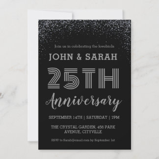 モダンシルバー25結婚周年記念招待状 招待状