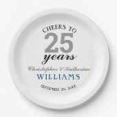 モダンシルバー25結婚周年記念 ペーパープレート (正面)