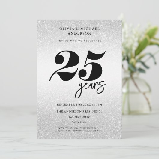 モダンシルバー25結婚周年記念 招待状 (スタンド正面)