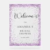 モダンシルバー、パープルウェルカム アクリルサイン (正面)