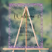 モダンシルバー、パープルウェルカム アクリルサイン (ニュートラル)