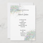 モダンシルバー ライラックパープル 花のエレガントなウェディング 招待状 (正面)