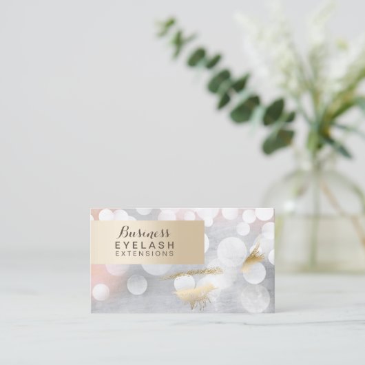 モダンシルバー&金ゴールドまつ毛エクステンション 名刺 (スタンド正面)