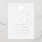モダンシルバー 2026年卒業パーティー 箔招待状 (正面)