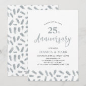 モダンシルバー 25周年結婚記念日招待状 招待状 (正面/裏面)