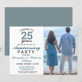 モダンシルバー 25周年結婚記念日招待状 招待状