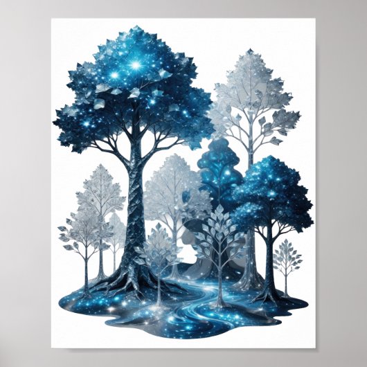モダンシルバー BLUE ICE FOREST オーダーメイドTシャツ ポスター (正面)