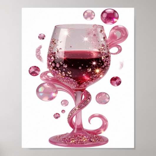 モダンシルバー PINK GLASS OF WINE プリント (正面)