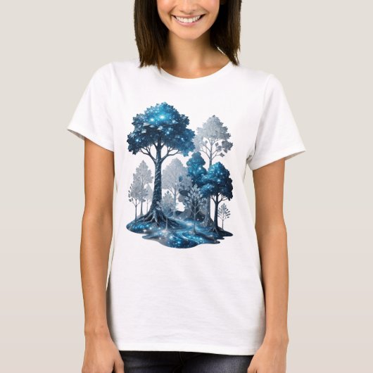 モダンシルバーBLUE ICE FOREST オーダーメイドTシャツ Tシャツ (正面)